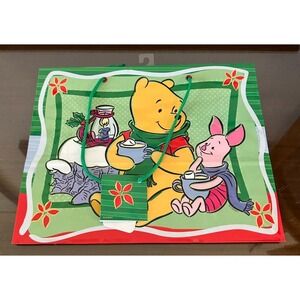 Vintage 1999 Cleo Winnie the Pooh Christmas Holiday Winter Gift Bag‎ Pooh Piglet